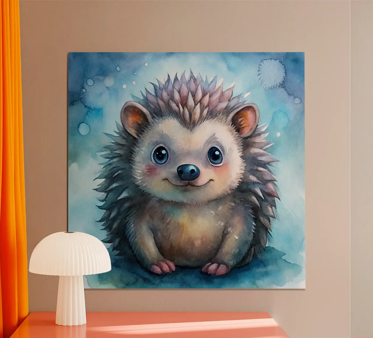 Un riccio molto felice poster con telaio in plastica da 🎁 ARTVI-SHOP
