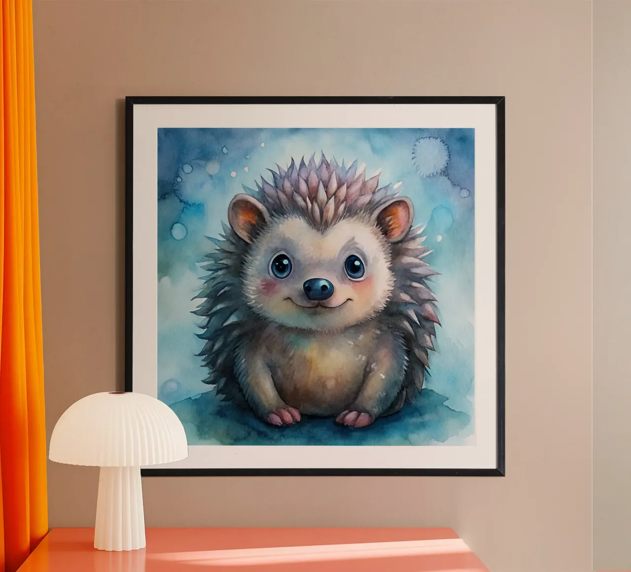 Un riccio molto felice poster con telaio in plastica da 🎁 ARTVI-SHOP