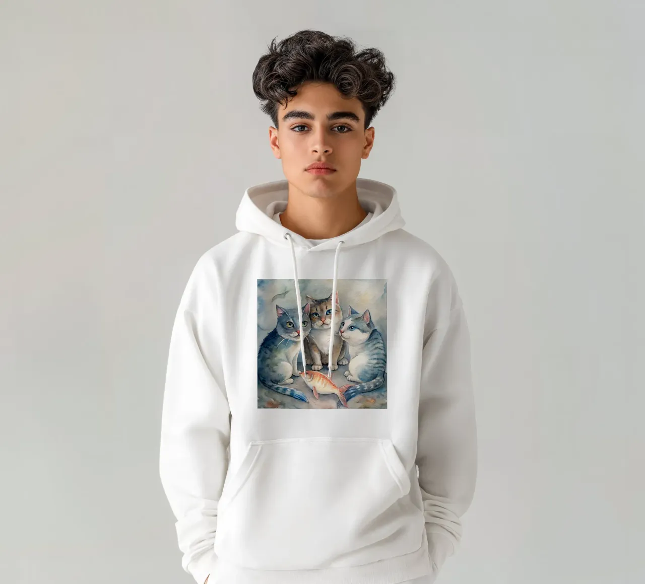 gatti che pranzano felpa con cappuccio da 🎁 ARTVI-SHOP