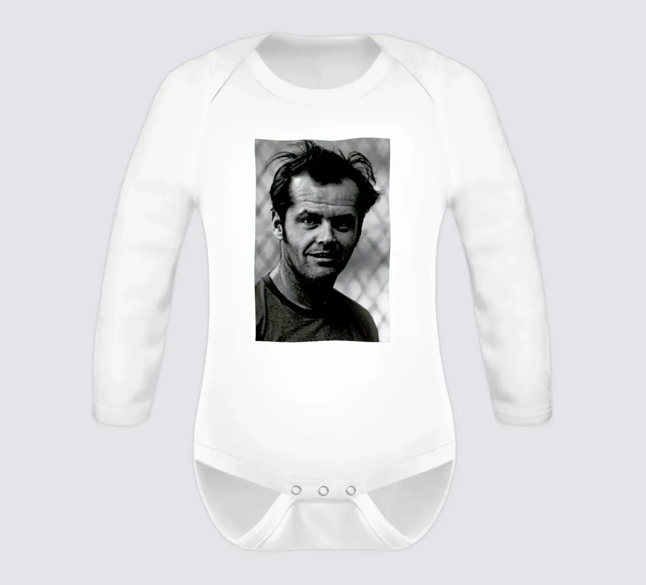 Jack Nicholson in 'One Flew Over the Cuckoo's Nest' body neonato maniche lunghe da Gallery Print and Art Limited