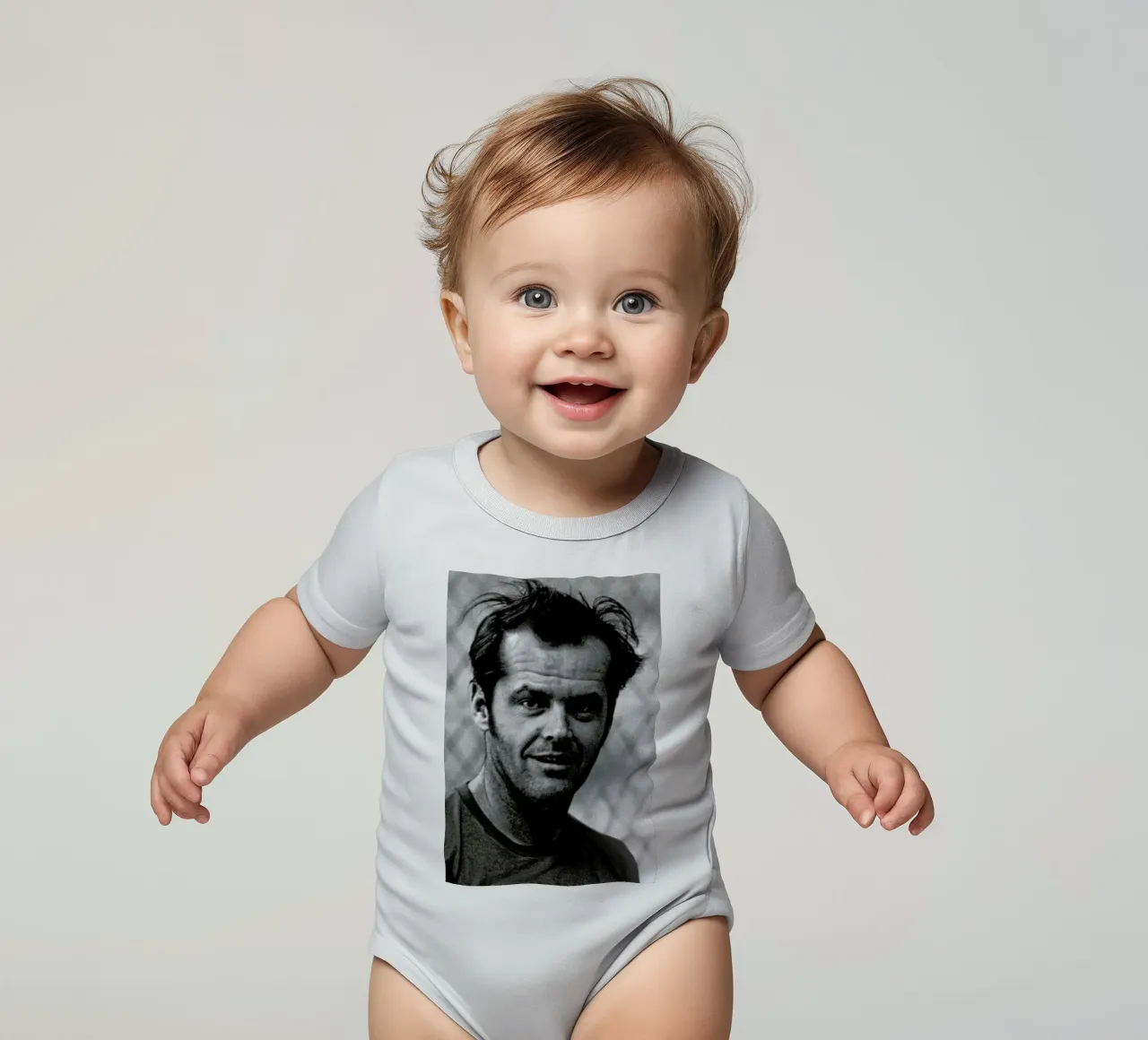 Jack Nicholson in 'One Flew Over the Cuckoo's Nest' body neonato maniche corte da Gallery Print and Art Limited