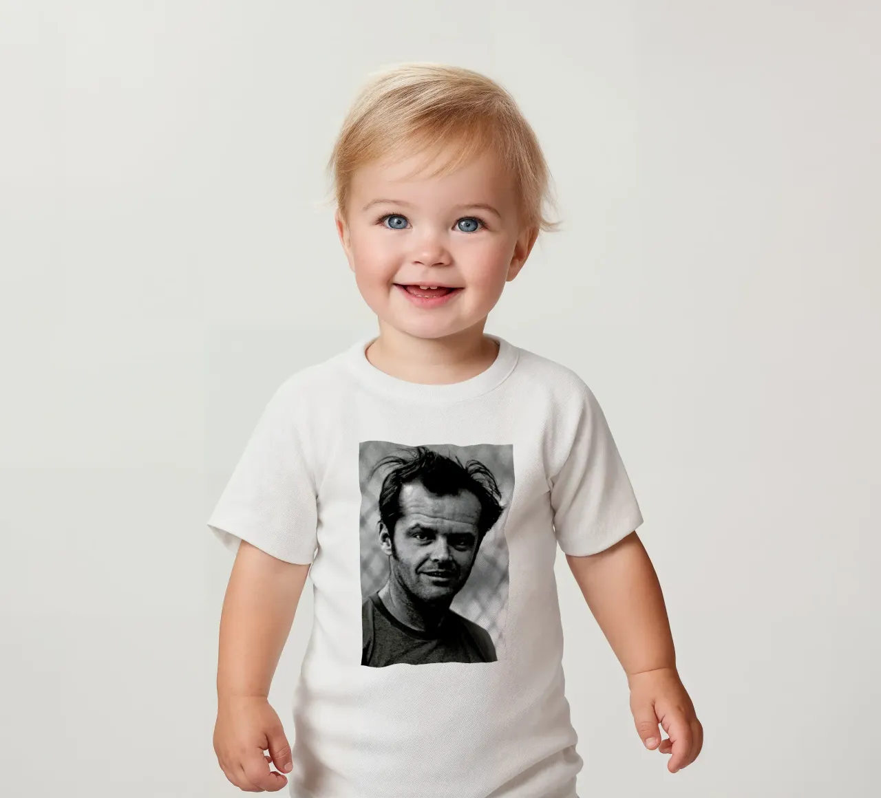 Jack Nicholson in 'One Flew Over the Cuckoo's Nest' maglietta neonato da Gallery Print and Art Limited