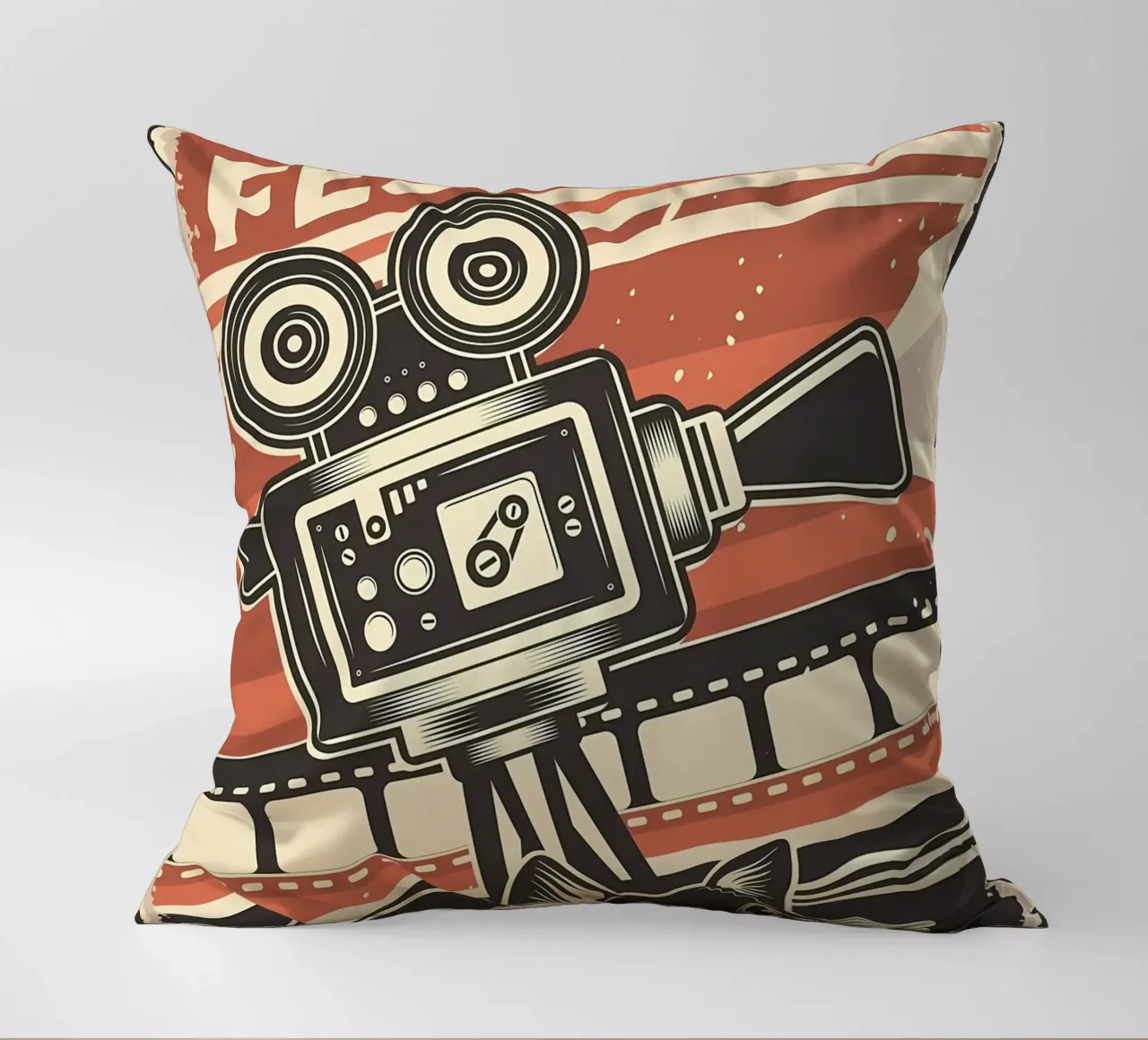 Retro Kattenfilmfestival kussen van Monique A Hooper