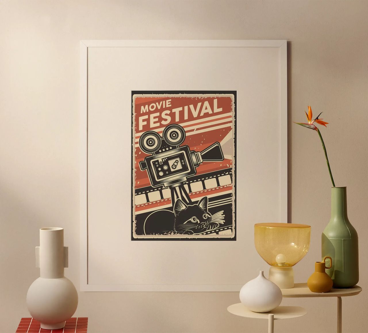 Retro-Katzenfilm-Festival Poster von Monique A Hooper