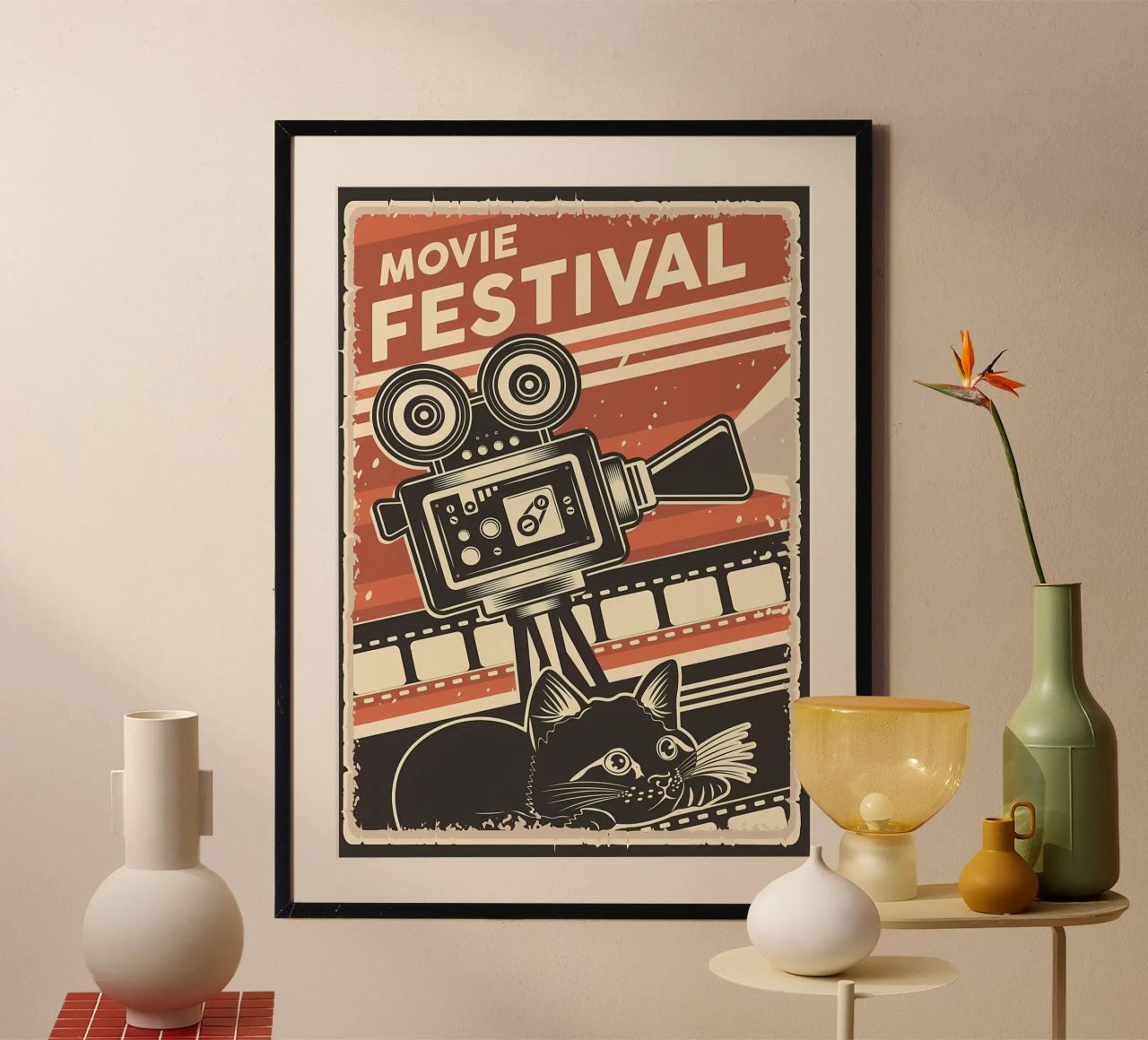 Retro-Katzenfilm-Festival Poster von Monique A Hooper