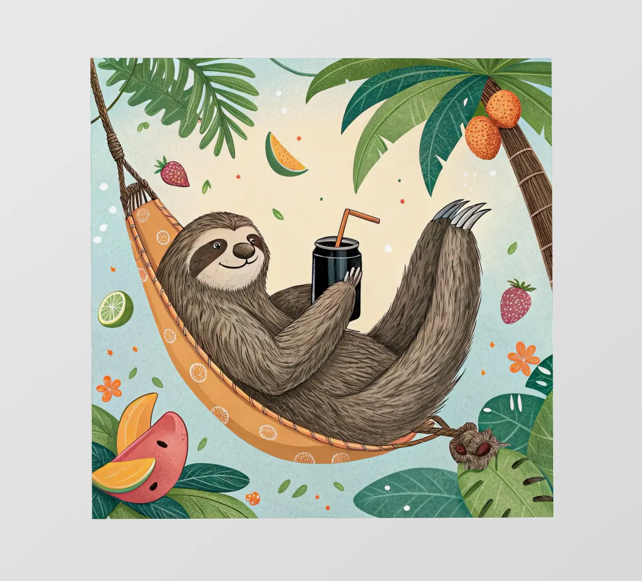 a sloth on vacation photo wallpaper by 🎁 ARTVI-SHOP