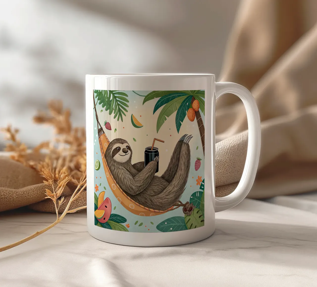 un bradipo in vacanza tazza in ceramica da ARTVI-SHOP