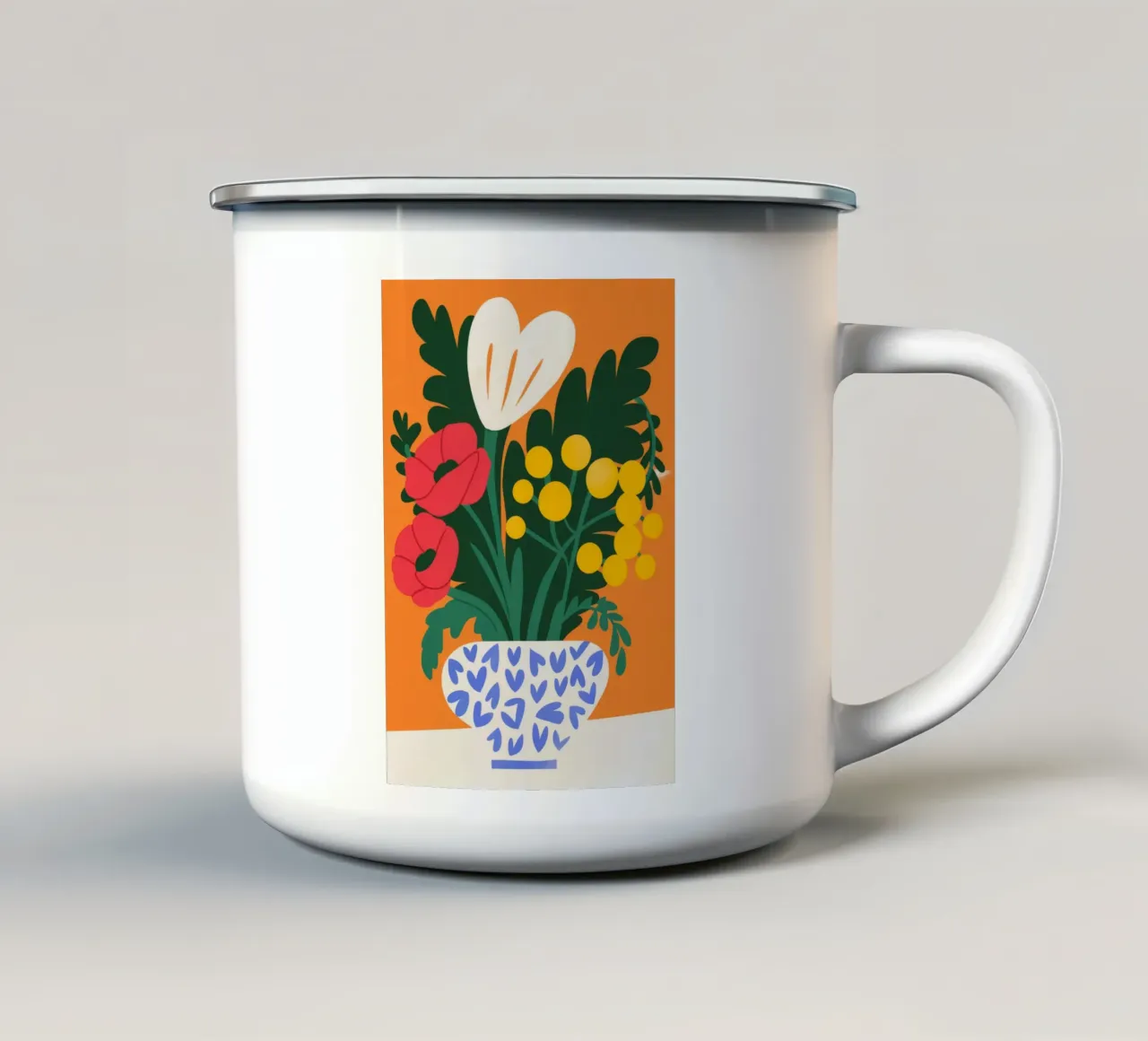 Composizione floreale colorata tazza in smalto da Seren Liodra