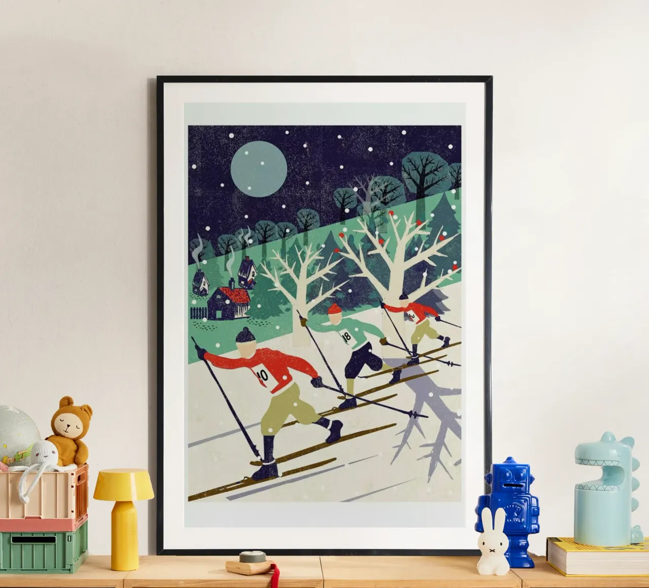 Skiers poster con telaio in alluminio da Rocket68