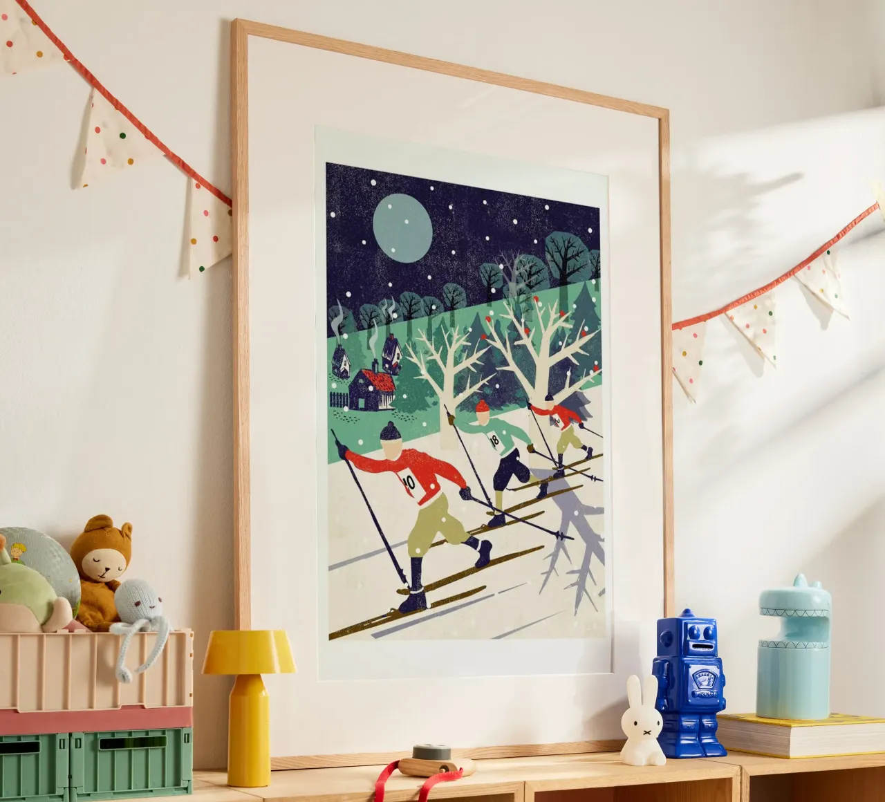 Skiers poster con telaio in alluminio da Rocket68