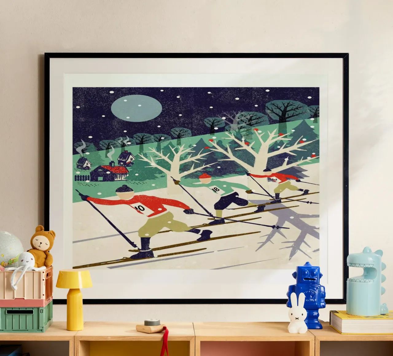 Skiers poster con telaio in alluminio da Rocket68