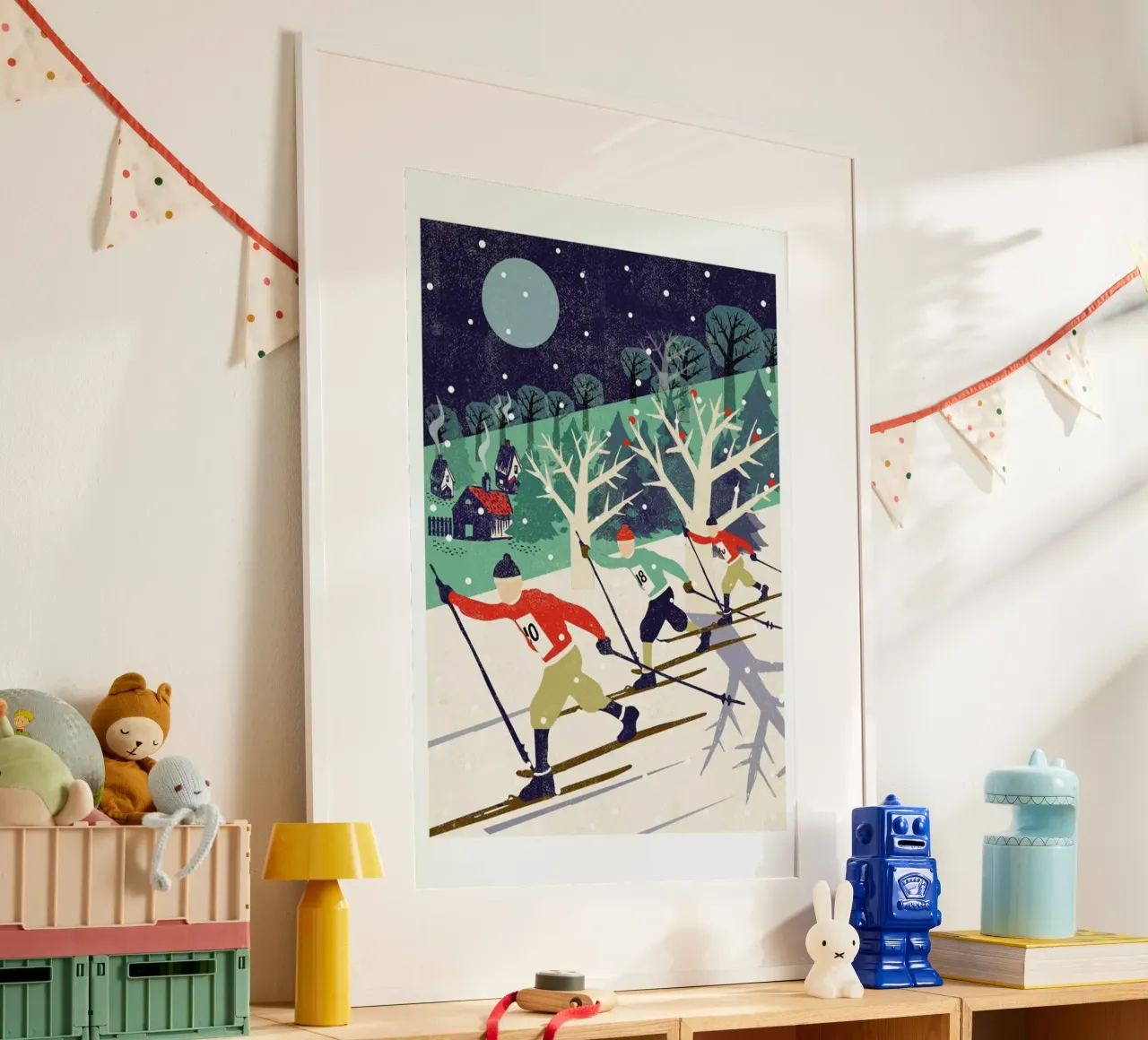 Skiers poster con telaio in alluminio da Rocket68