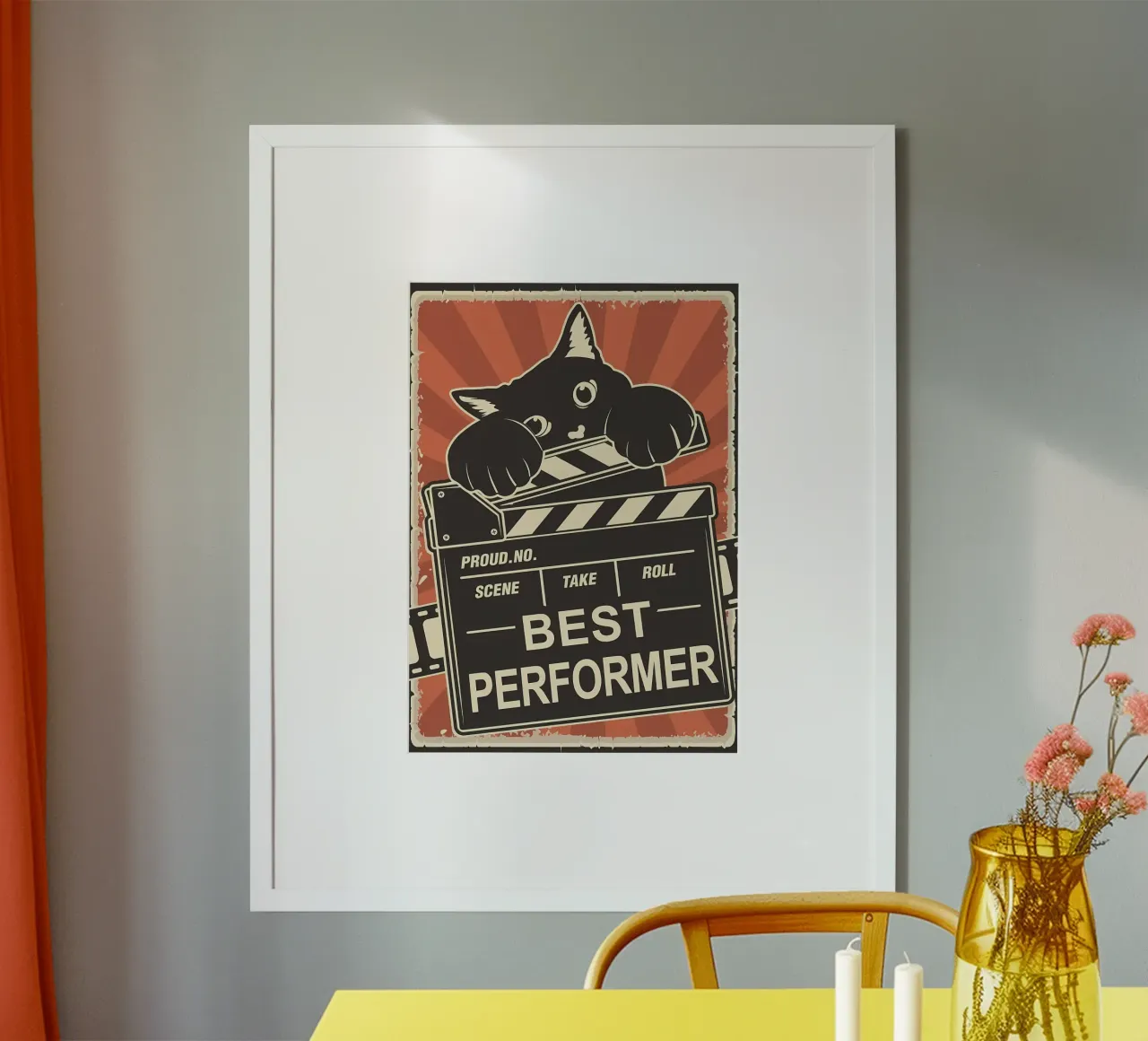 Gatto Best Peformer poster con telaio in alluminio da Monique A Hooper