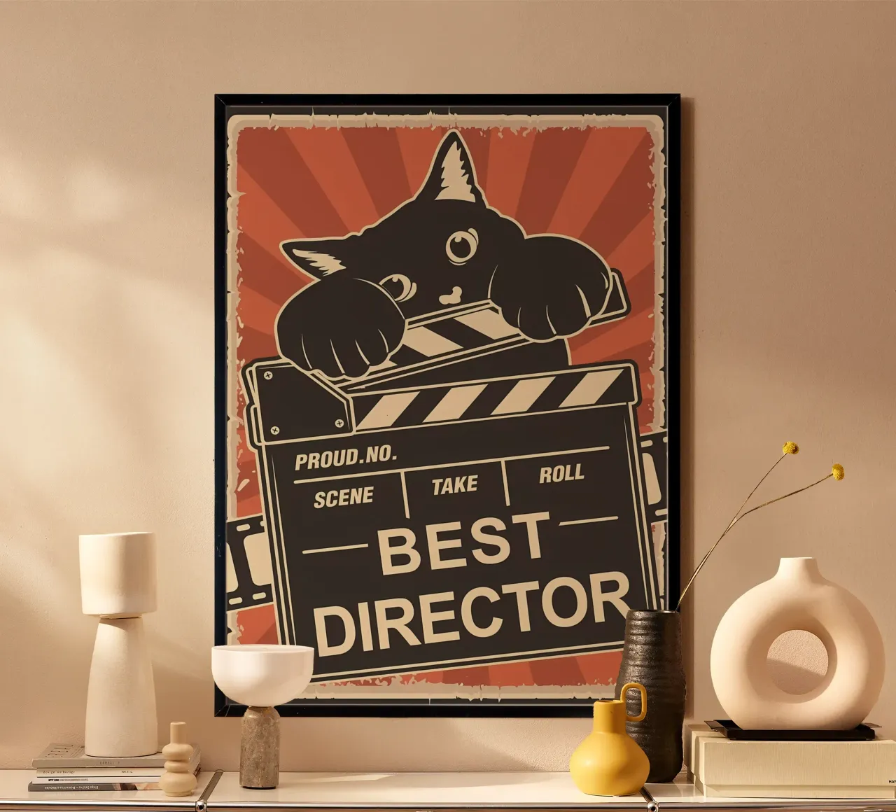 Gatto Miglior regista poster con telaio in alluminio da Monique A Hooper