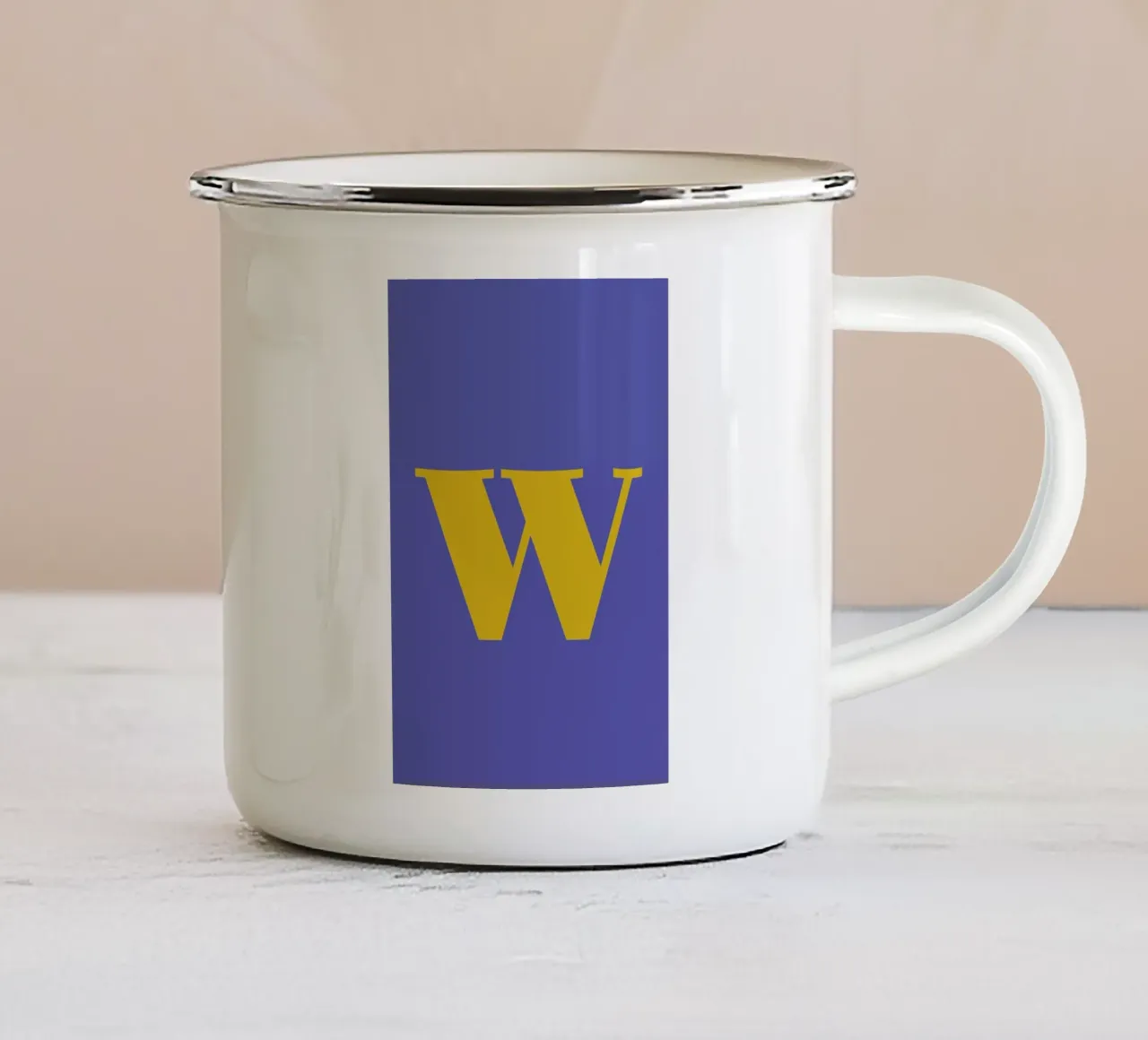 Blue Letter W tazza in smalto da Studio One