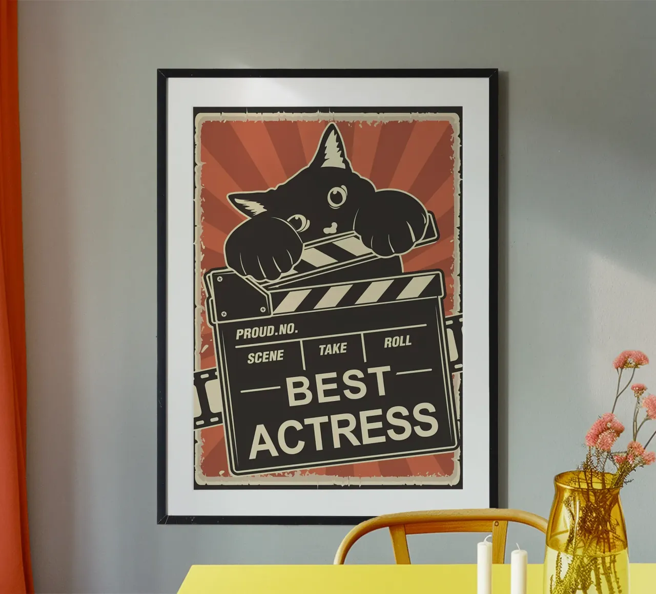 Cat Mejor actriz poster con marco de plástico de Monique A Hooper