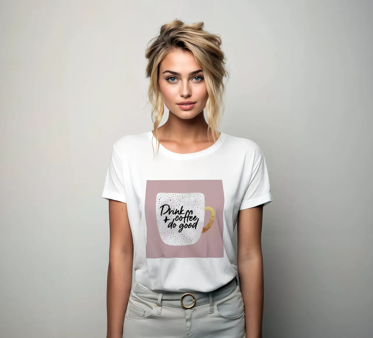 Drink Coffee and Do Good 2 women's fitted t-shirt by Elisabeth Fredriksson