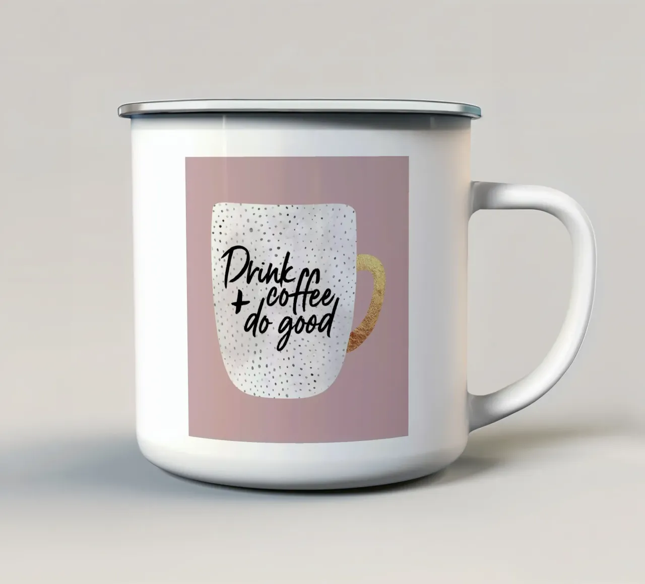 Drink Coffee and Do Good 2 tazza in smalto da Elisabeth Fredriksson