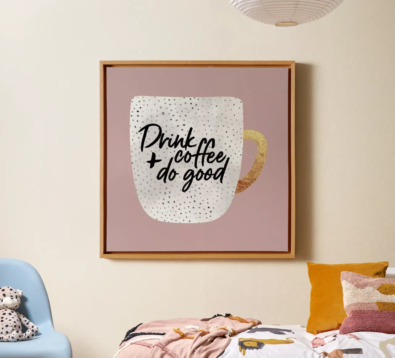 Drink Coffee and Do Good 2 tela con Cornice a cassetta da Elisabeth Fredriksson