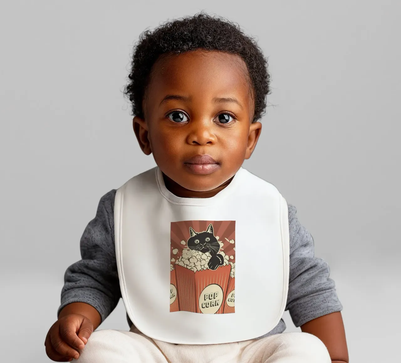 Retro Cat Popcorn Theater bavaglino da Monique A Hooper