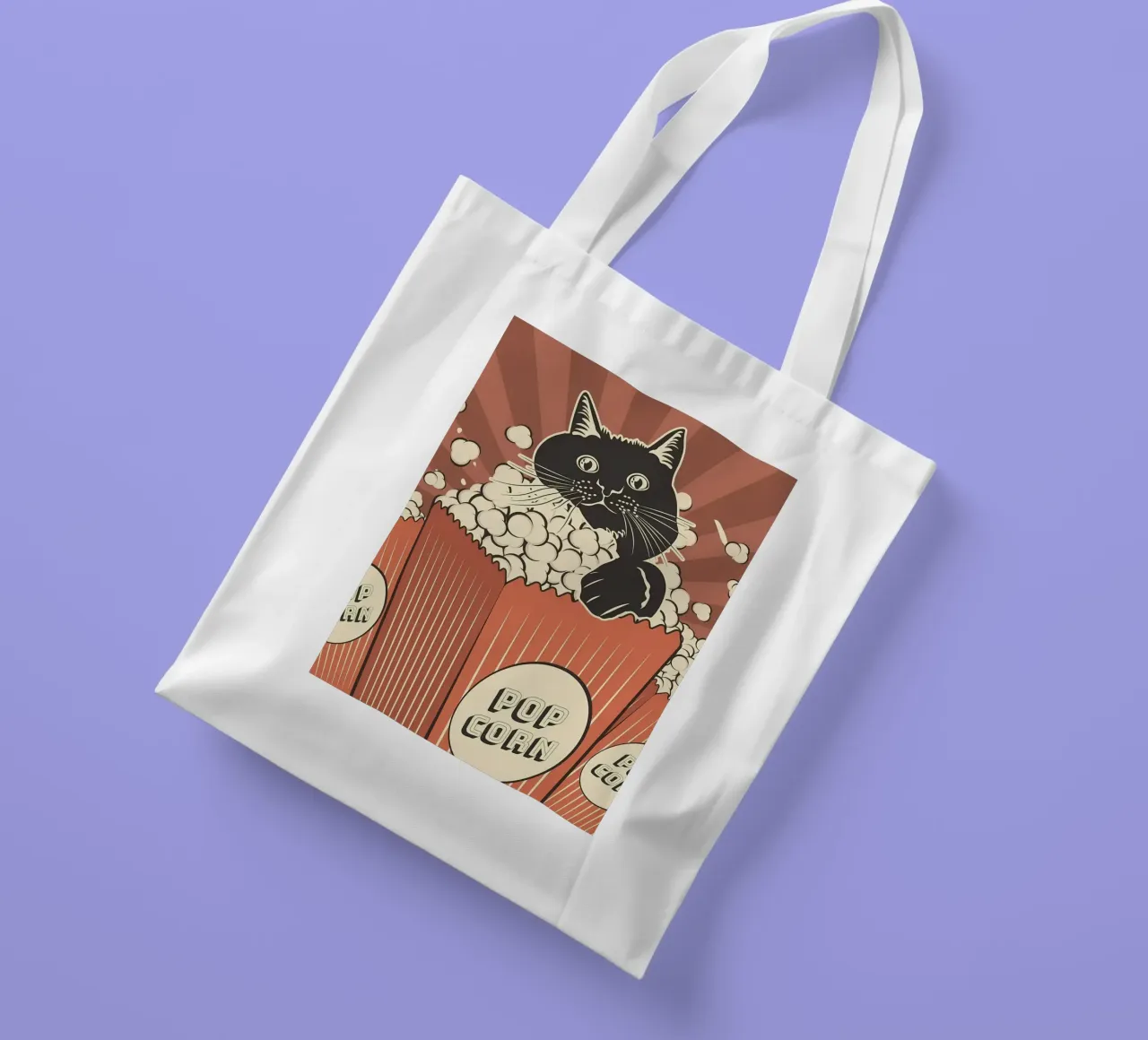 Retro Cat Popcorn Theater tote bag by Monique A Hooper