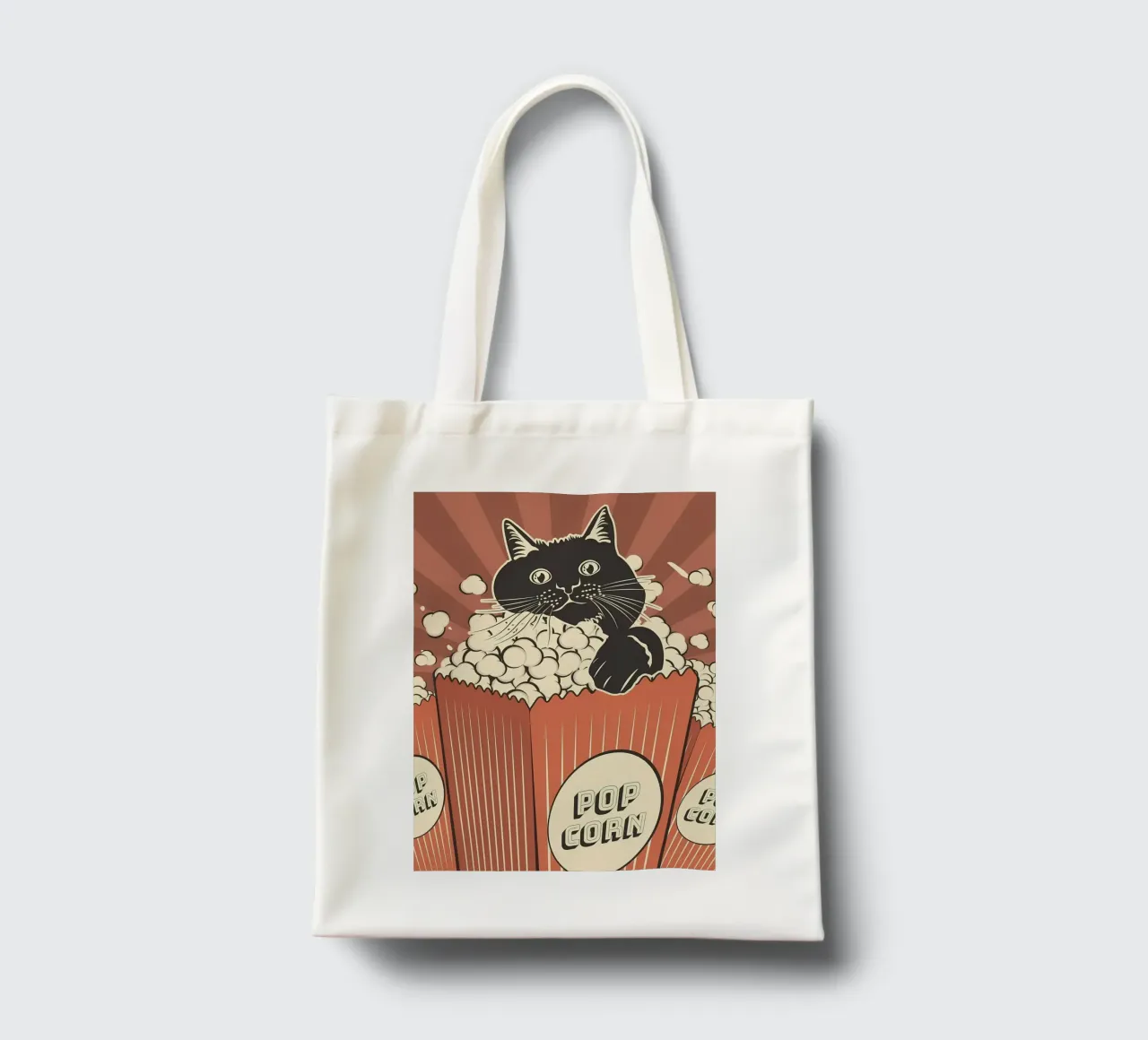 Retro Cat Popcorn Theater tote bag by Monique A Hooper