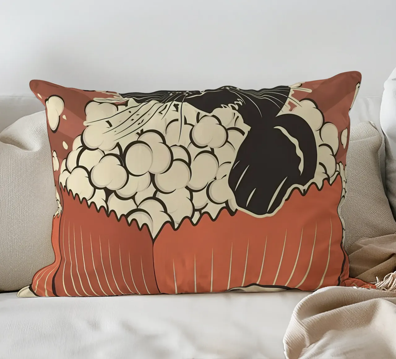 Retro Cat Popcorn Theater cuscino da Monique A Hooper