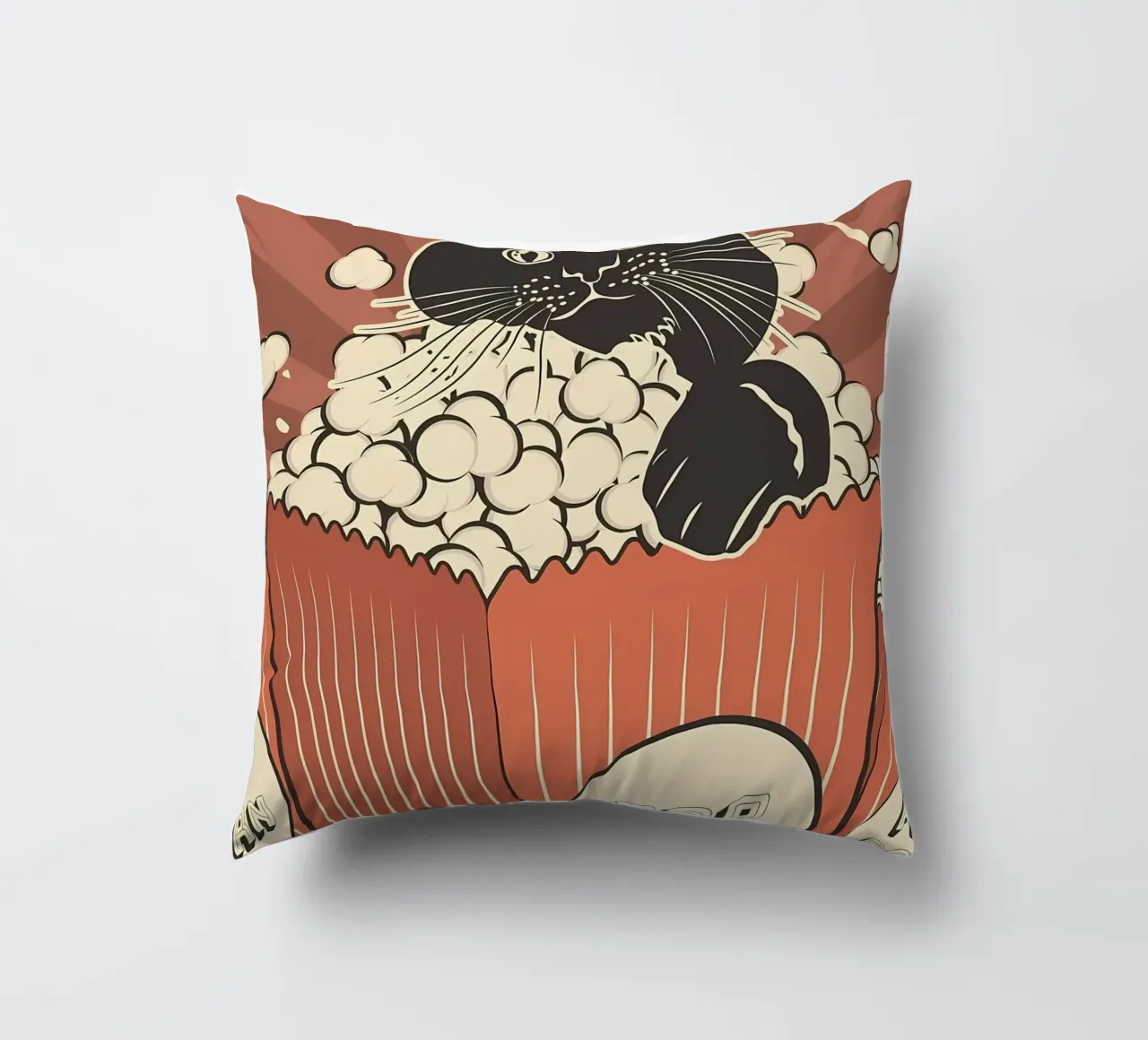 Retro Cat Popcorn Theater cuscino da Monique A Hooper