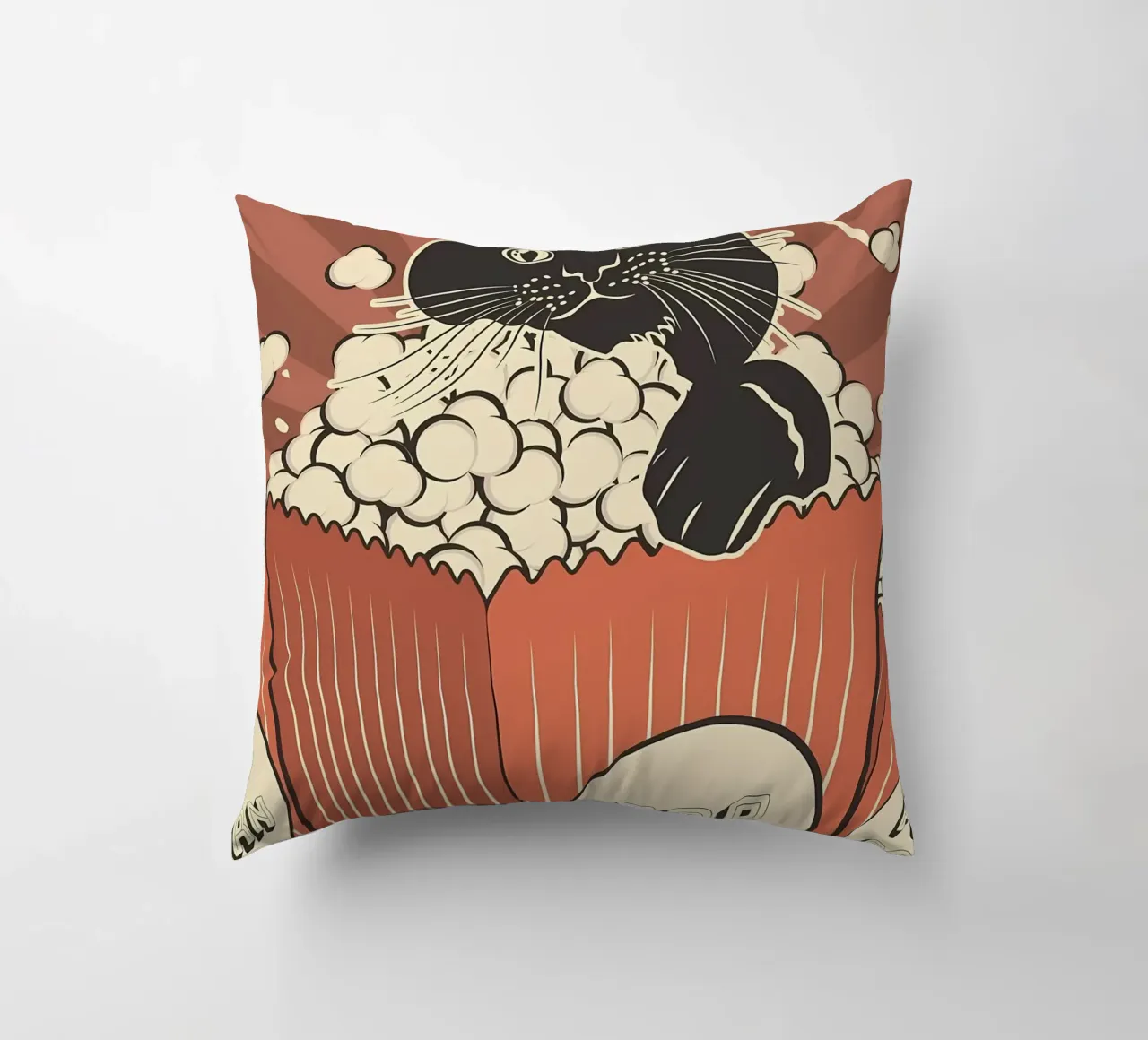 Retro Cat Popcorn Theater cuscino da Monique A Hooper