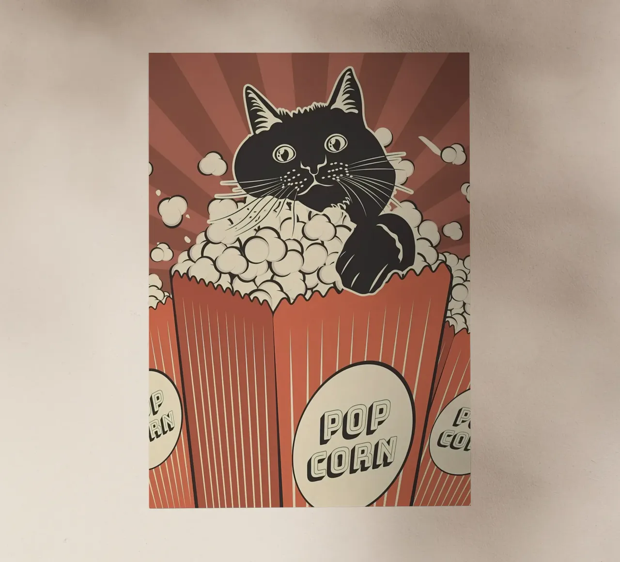 Retro Cat Popcorn Theater pellicola backlit da Monique A Hooper