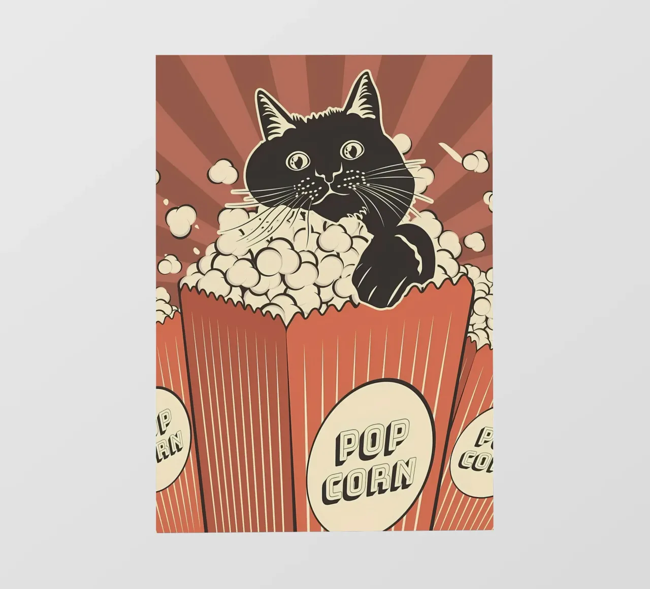 Retro Cat Popcorn Theater pellicola backlit da Monique A Hooper