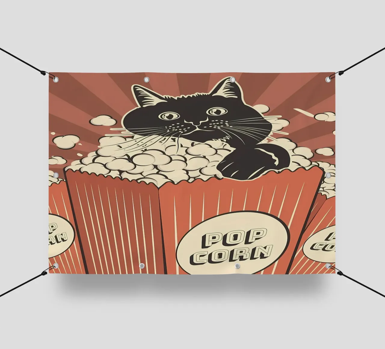 Retro Cat Popcorn Theater telo in pvc da Monique A Hooper