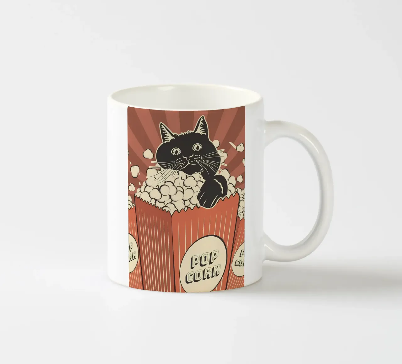 Retro Cat Popcorn Theater tazza in ceramica da Monique A Hooper