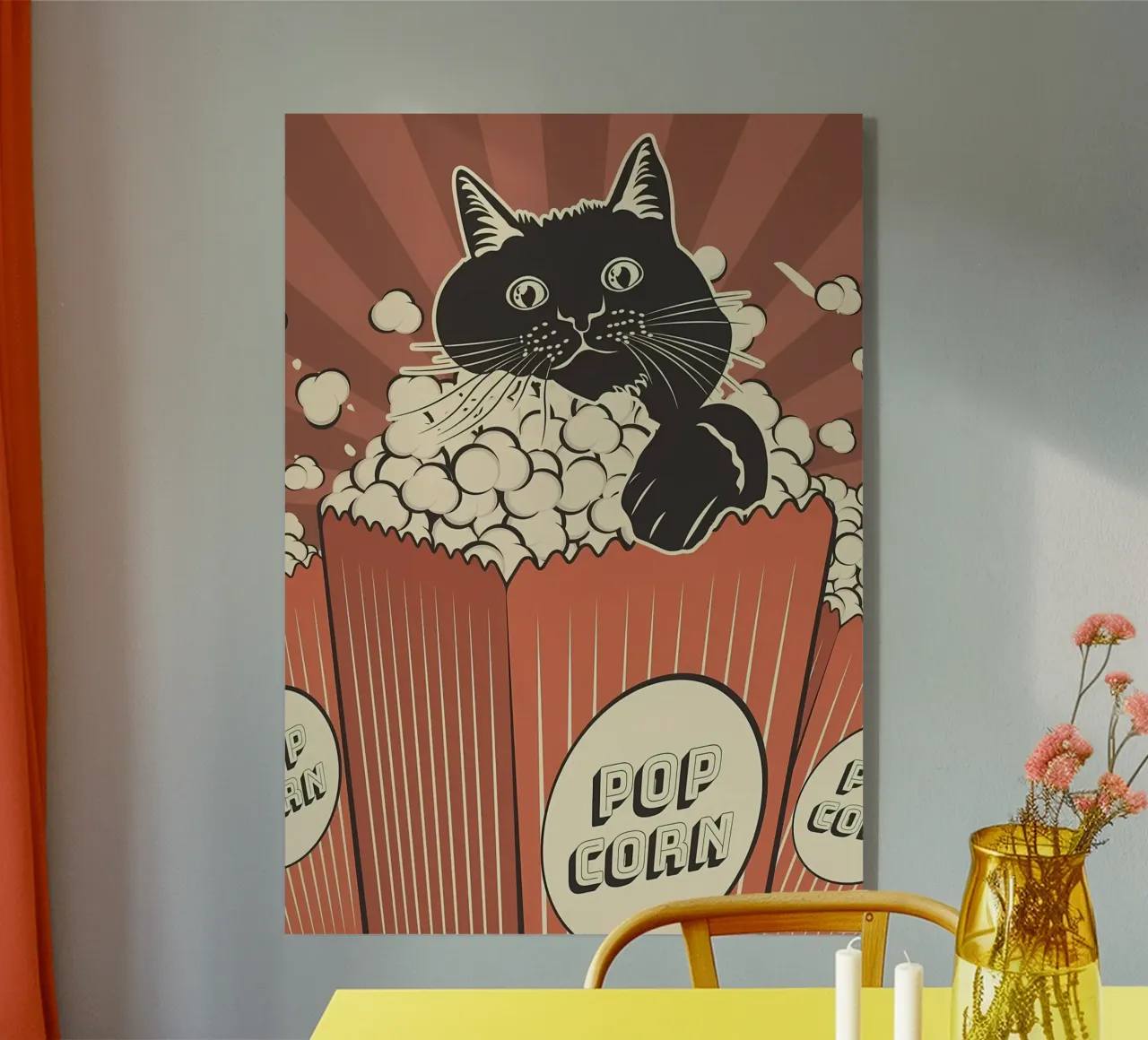 Retro Cat Popcorn Theater plexiglass da Monique A Hooper