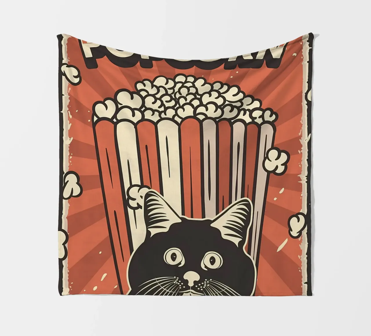 Retro Cat Meme Popcorn coperta in pile da Monique A Hooper