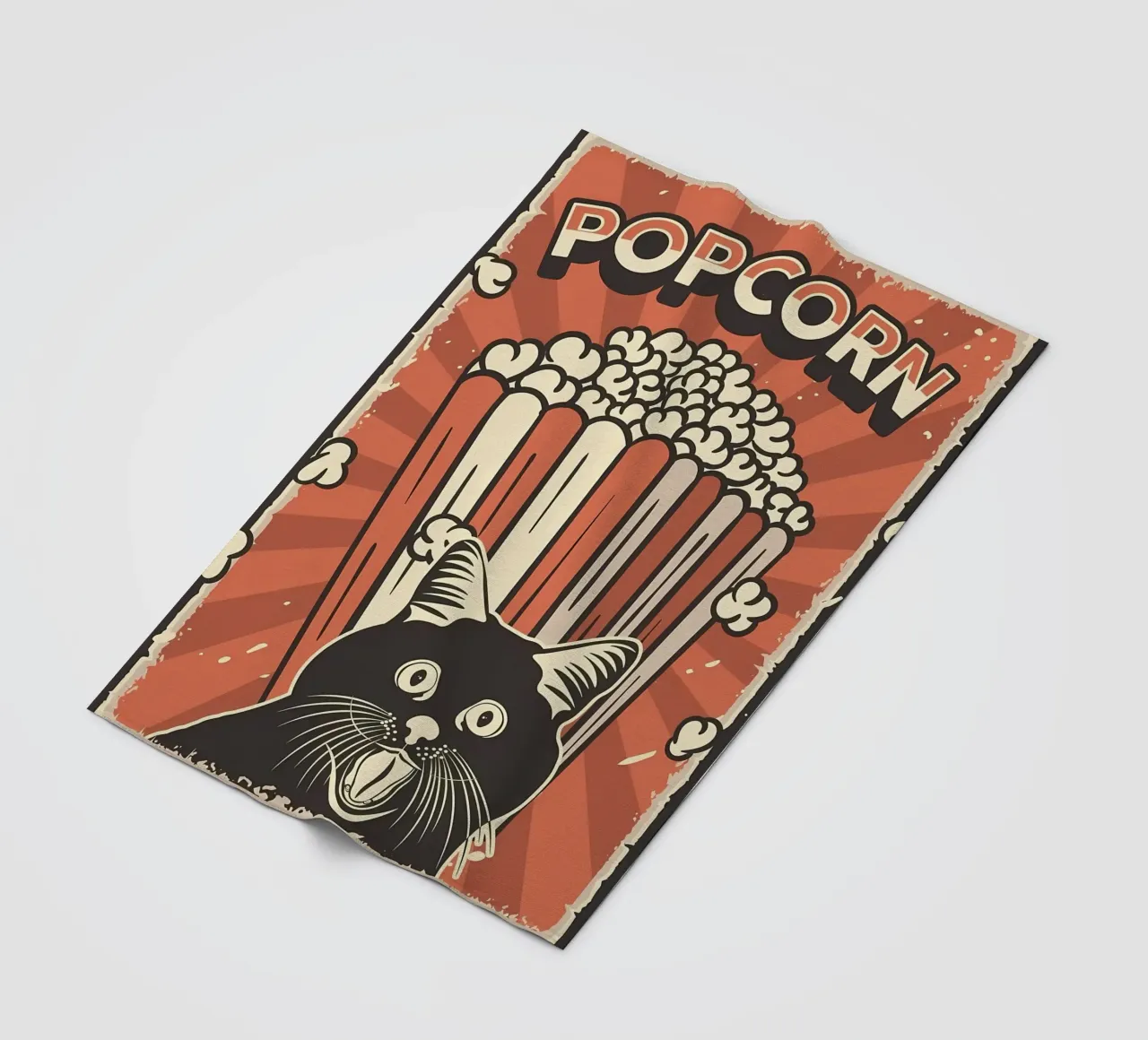 Retro Cat Meme Popcorn coperta in pile da Monique A Hooper