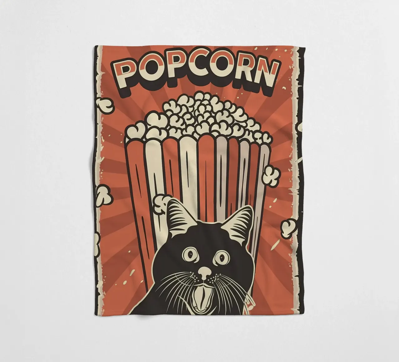 Retro Cat Meme Popcorn coperta in pile da Monique A Hooper