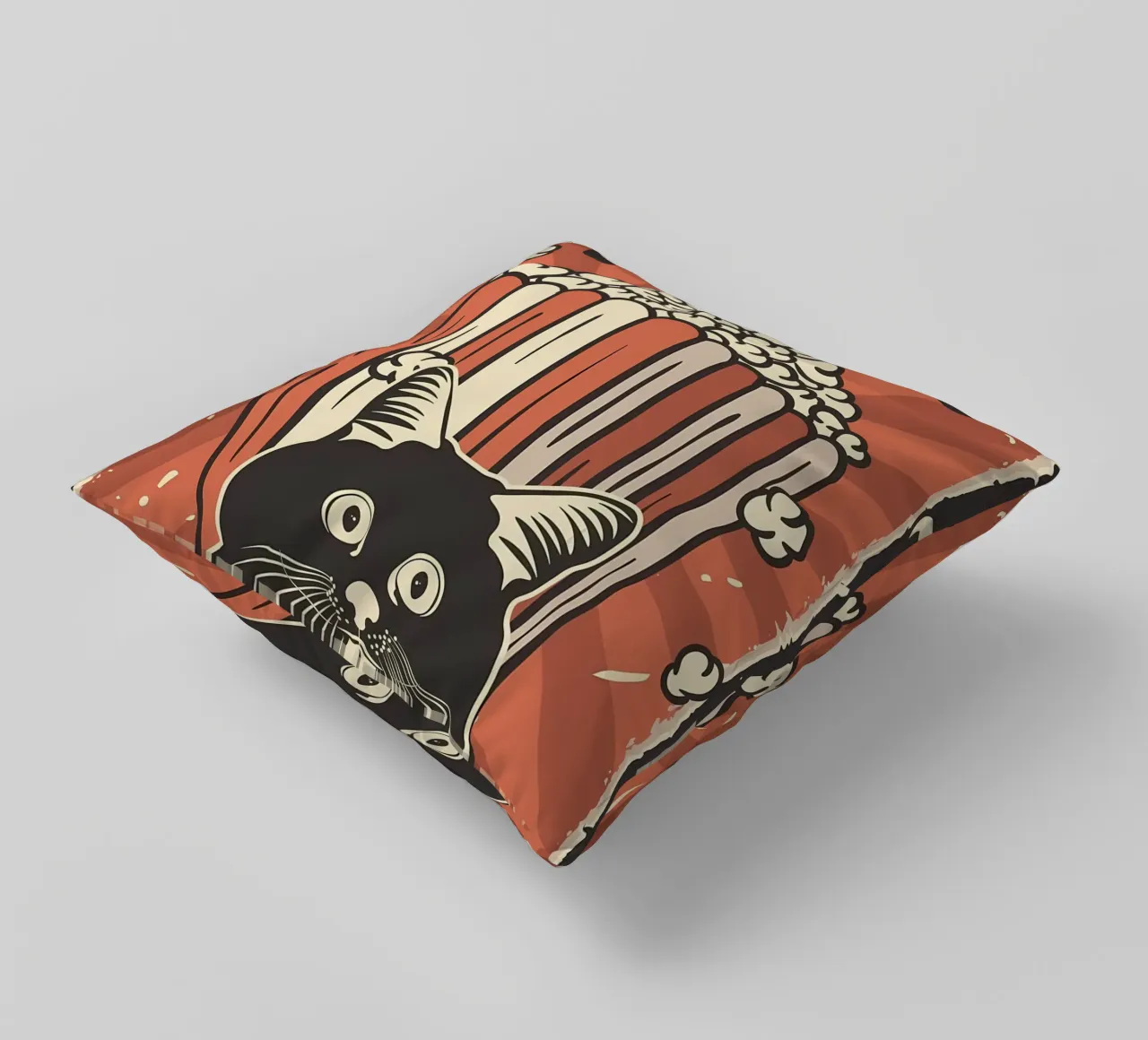 Retro Cat Meme Popcorn cuscino da Monique A Hooper