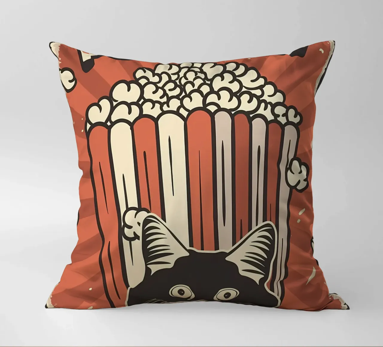 Retro Cat Meme Popcorn cuscino da Monique A Hooper