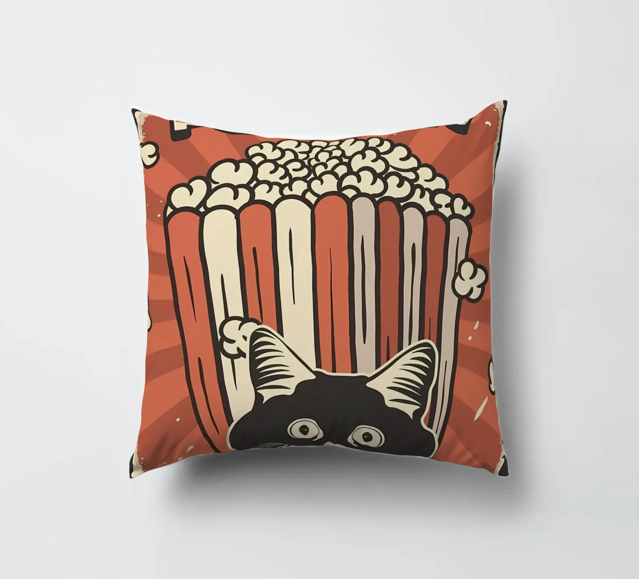 Retro Cat Meme Popcorn cuscino da Monique A Hooper