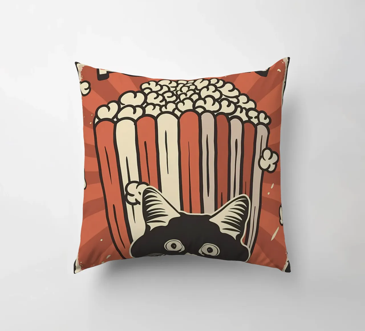 Retro Cat Meme Popcorn cuscino da Monique A Hooper