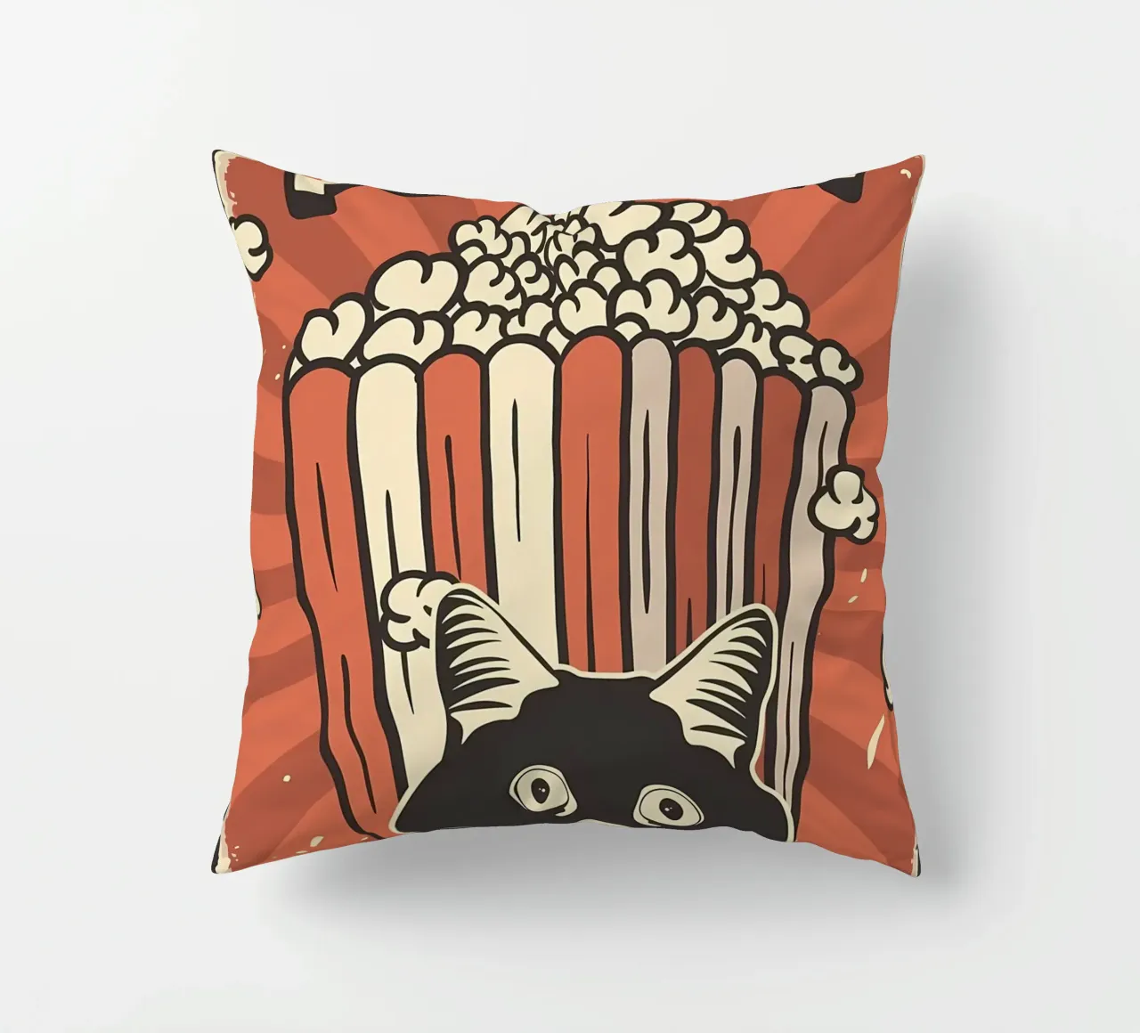 Retro Cat Meme Popcorn cuscino da Monique A Hooper
