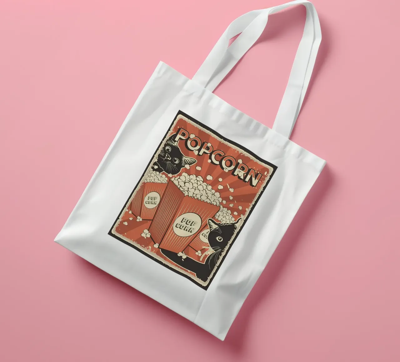 Popcorn per gatti retrò borsa in juta da Monique A Hooper