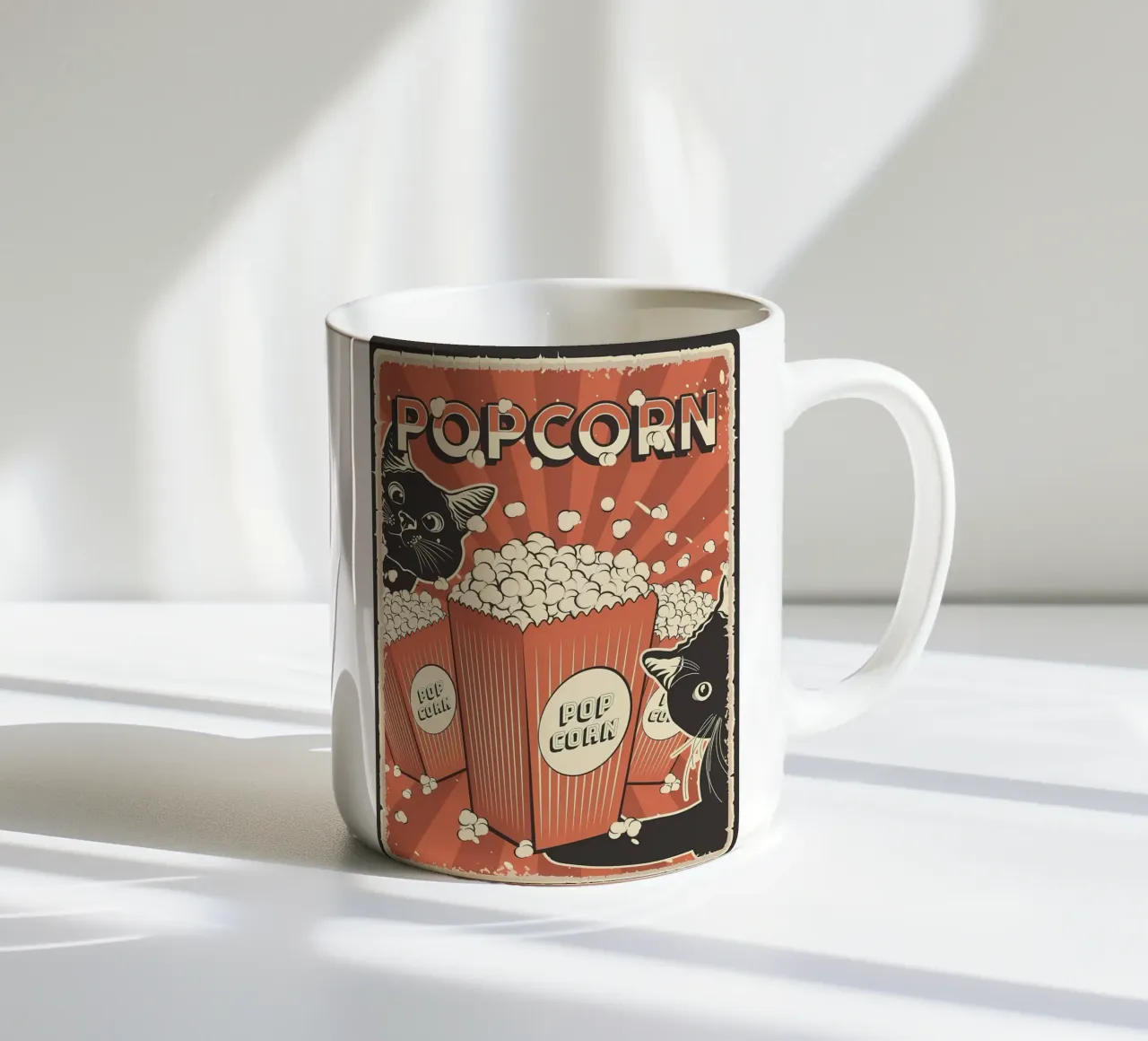 Popcorn per gatti retrò tazza in ceramica da Monique A Hooper