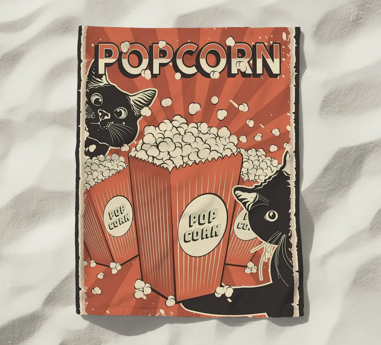 Popcorn per gatti retrò telo mare da Monique A Hooper