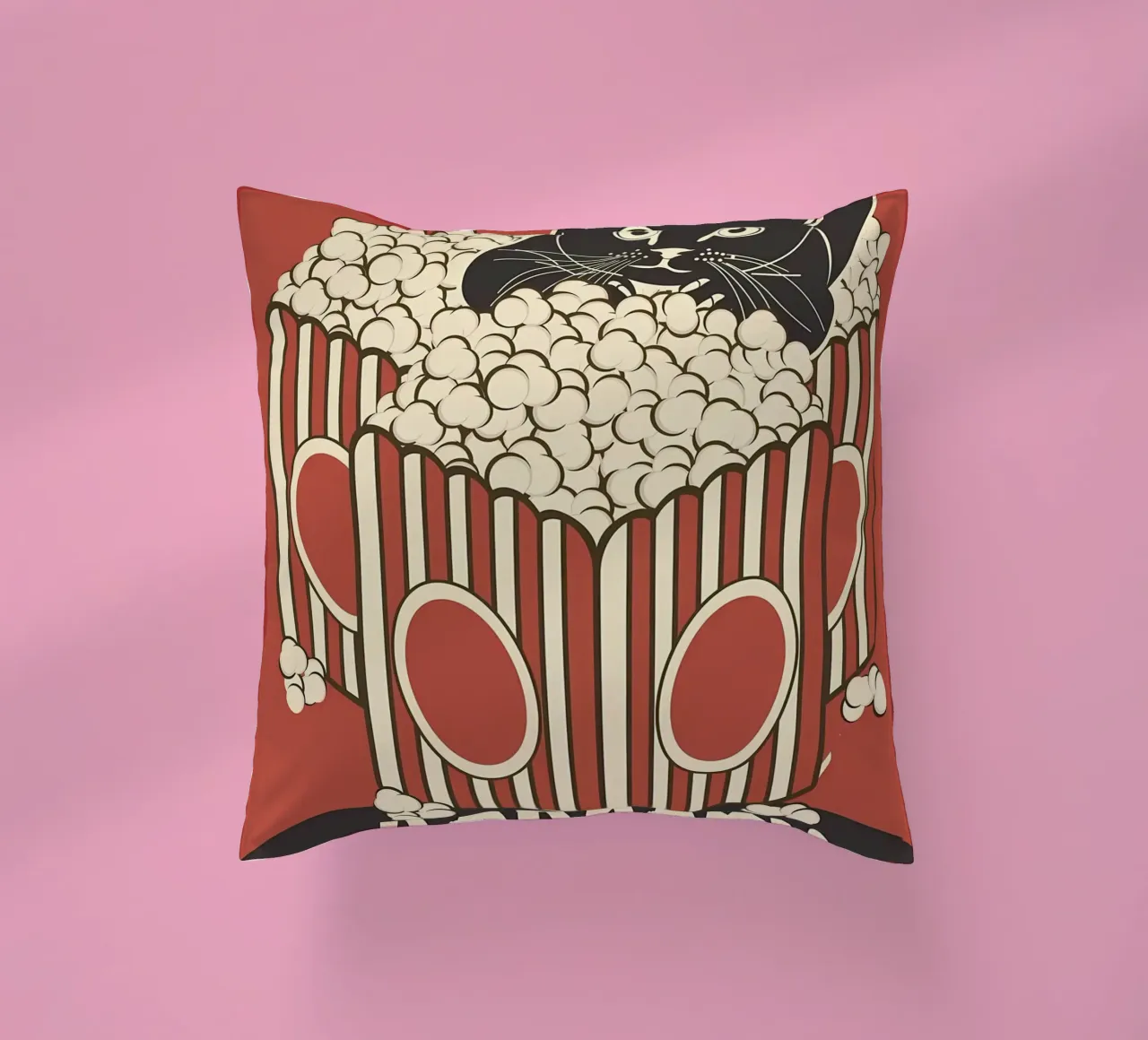 Gatto retrò amante dei popcorn cuscino da Monique A Hooper