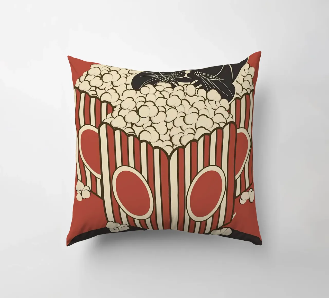 Gatto retrò amante dei popcorn cuscino da Monique A Hooper