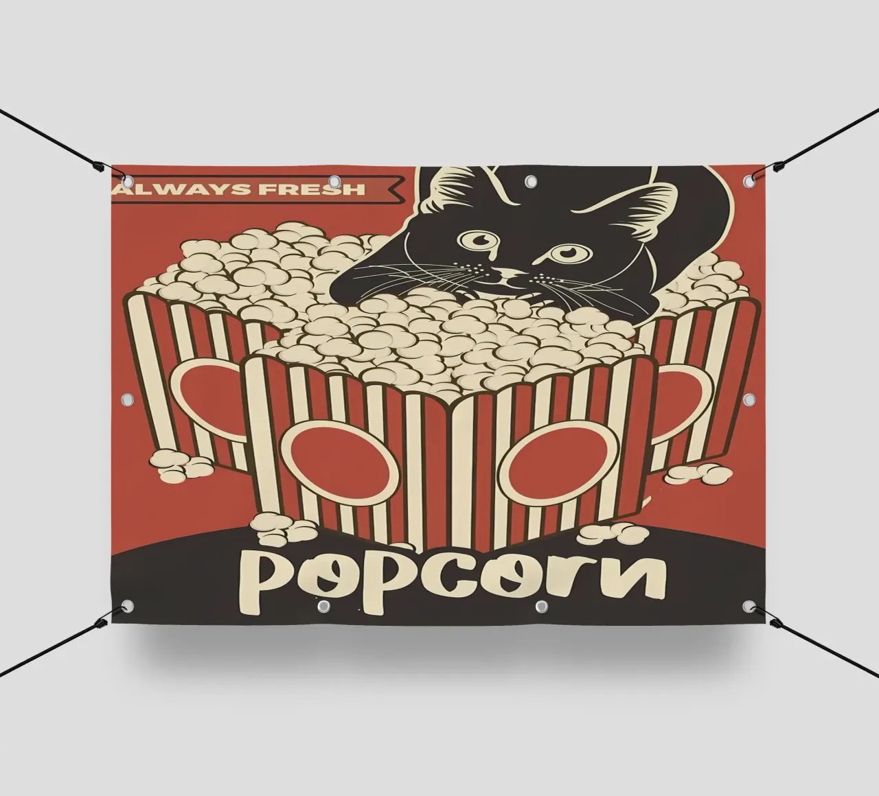 Gatto retrò amante dei popcorn telo in pvc da Monique A Hooper
