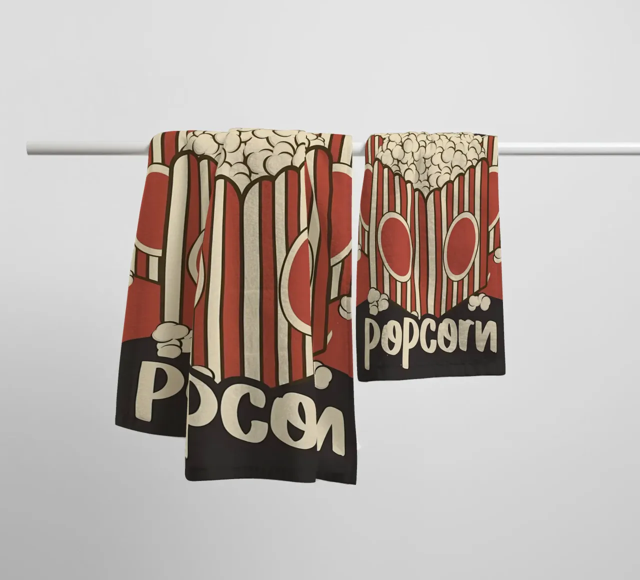 Retro popcornliefhebber badhanddoek van Monique A Hooper