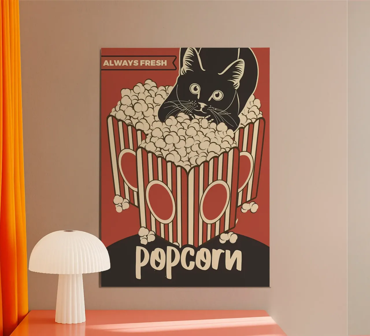 Retro Cat Popcorn Lover hahnemühle by Monique A Hooper